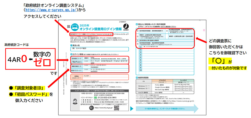 オンライン調査用ログイン情報の見方